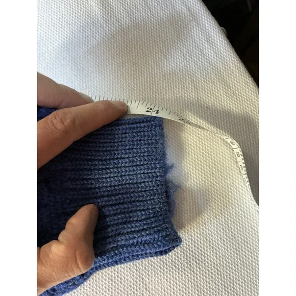 Vintage Quill's Woolen Market Blue Fisherman Sweater Men's XL Wool Cable Knit